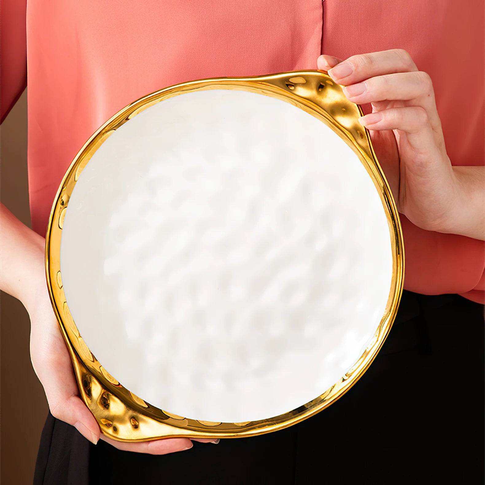 Luxury White & Gold Ceramic Dinnerware Collection