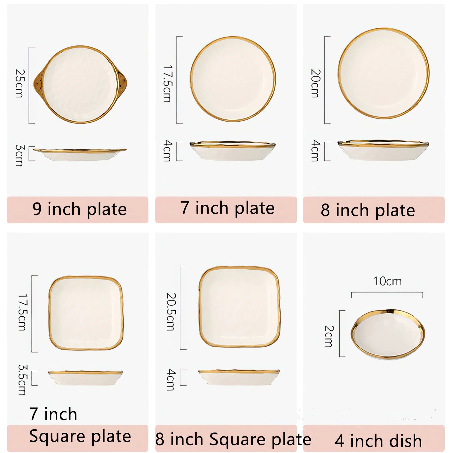 Luxury White & Gold Ceramic Dinnerware Collection