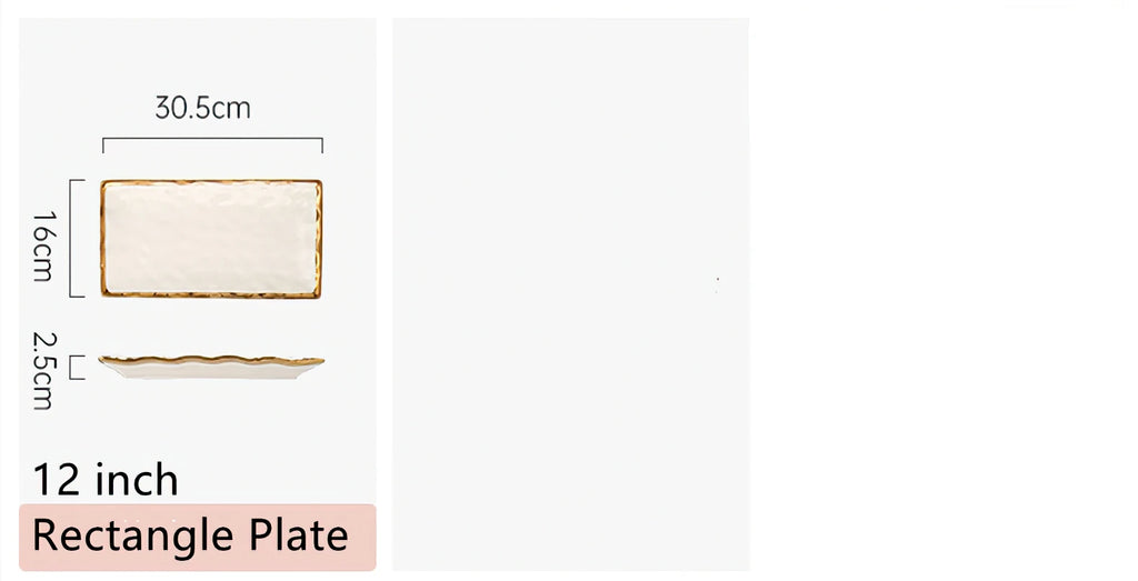 Luxury White & Gold Ceramic Dinnerware Collection