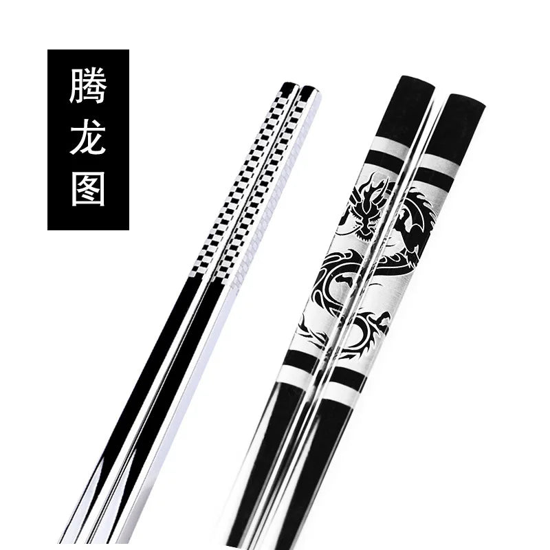 Luxury Stainless Steel Chinese Chopsticks Set – Reusable Non-Slip Metal Chopsticks for Sushi, Noodles & Everyday Dining