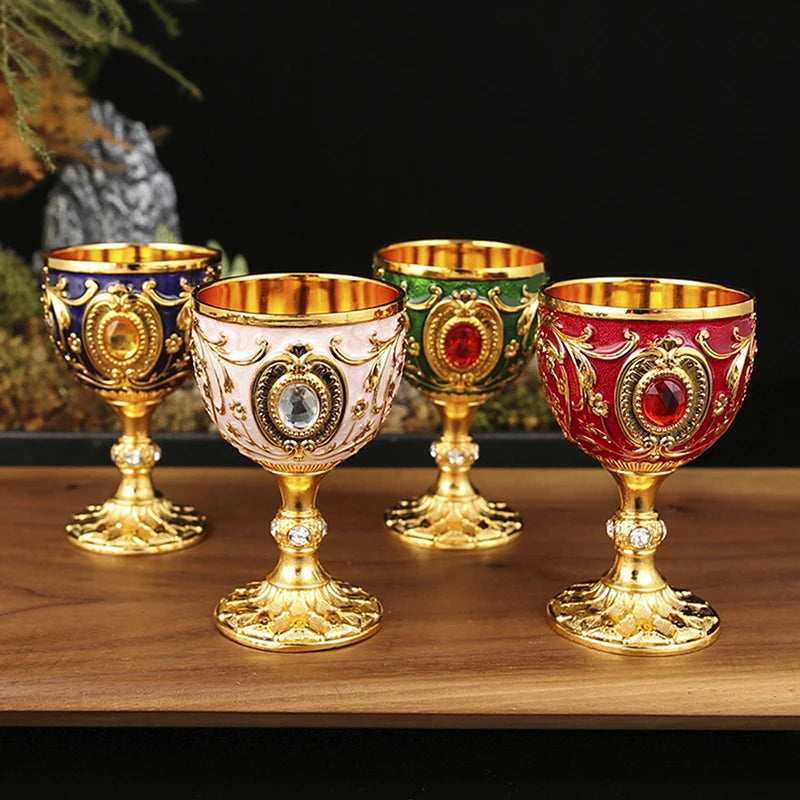 Vintage Royal Chalice Goblet – Luxury Embossed Metal Wine Cup for Home Decor & Events