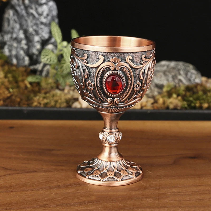 Vintage Royal Chalice Goblet – Luxury Embossed Metal Wine Cup for Home Decor & Events