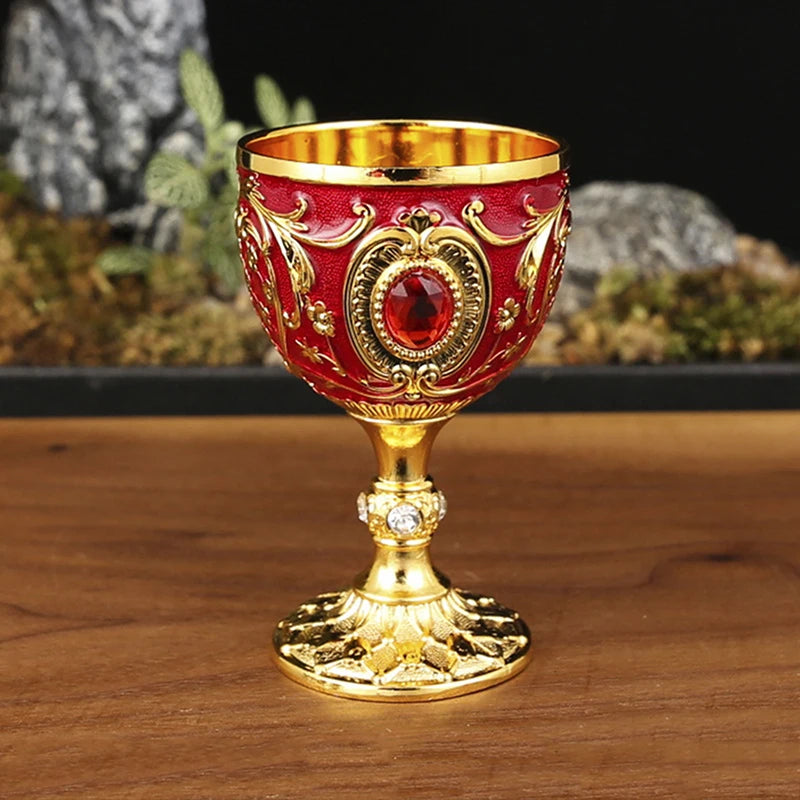 Vintage Royal Chalice Goblet – Luxury Embossed Metal Wine Cup for Home Decor & Events