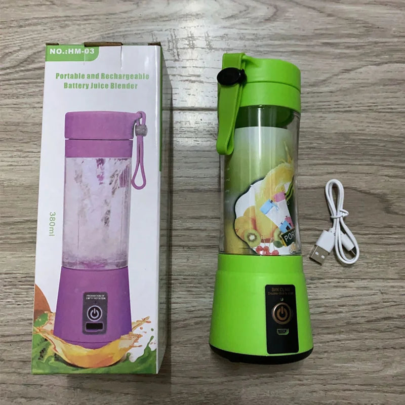Portable Blender USB Rechargeable 380ml Mini Smoothie Maker for Travel, Gym & Office
