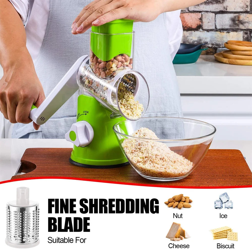 5-in-1 Rotary Vegetable Slicer & Cheese Grater – Cut, Shred & Slice in Seconds
