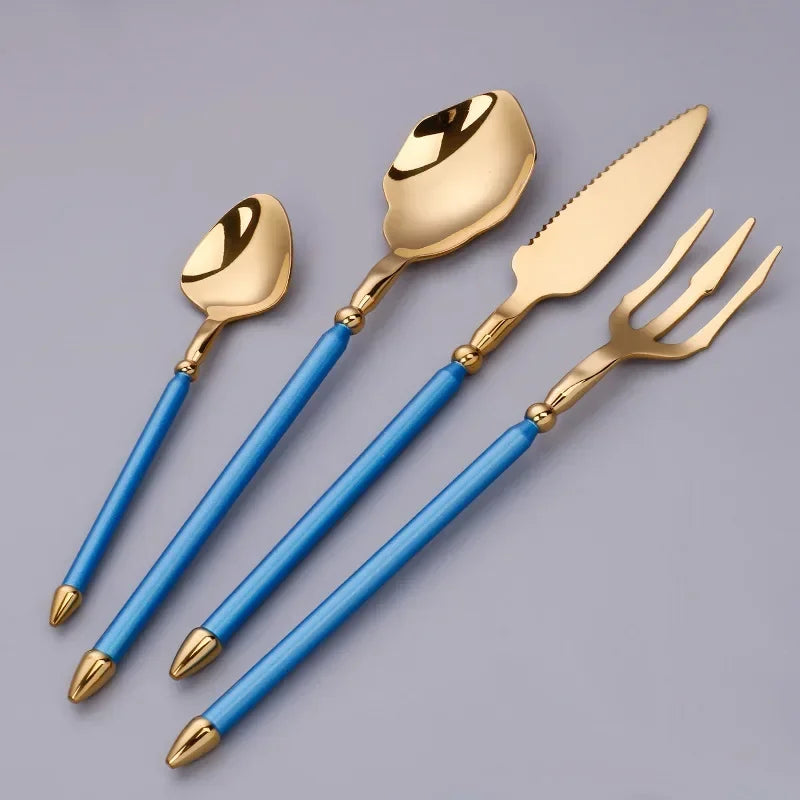 Luxury Gold Stainless Steel Cutlery Set – Premium 4-Piece Flatware Collection