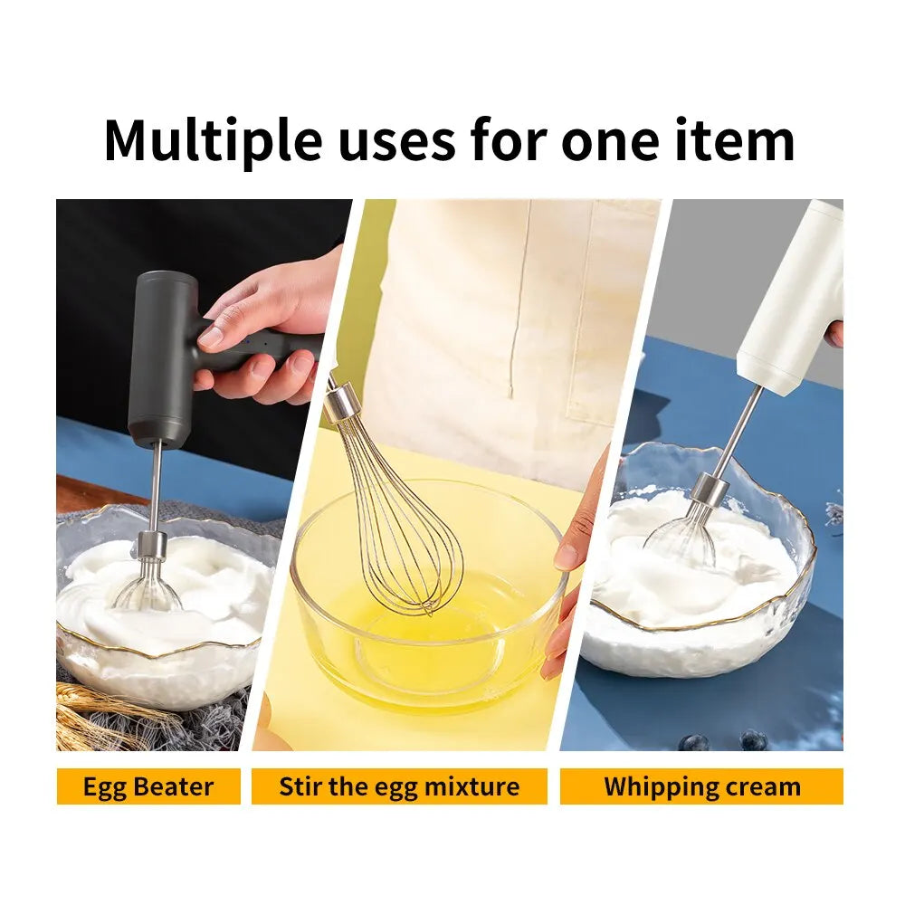 Rechargeable Wireless Electric Hand Mixer – 3-Speed Portable Egg Beater for Baking & Coffee
