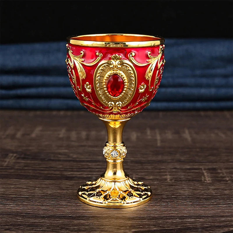 Vintage Royal Chalice Goblet – Luxury Embossed Metal Wine Cup for Home Decor & Events