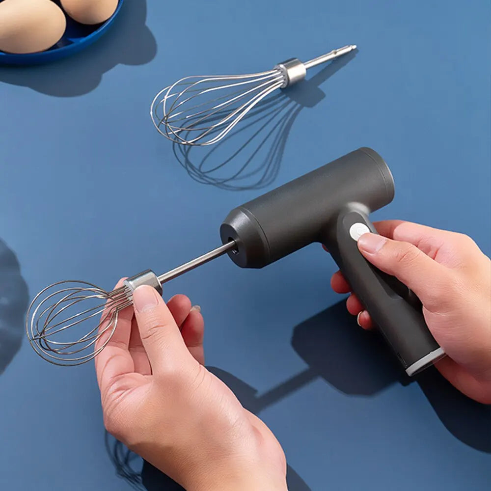Rechargeable Wireless Electric Hand Mixer – 3-Speed Portable Egg Beater for Baking & Coffee