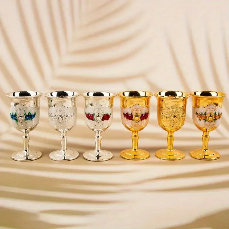 Luxury Vintage Gold & Silver Goblet Set – Elegant Wine Glasses for Home Décor and Premium Gifts