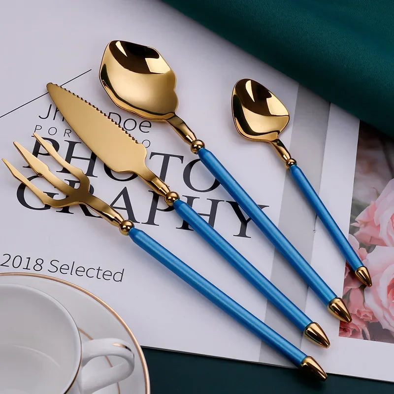 Luxury Gold Stainless Steel Cutlery Set – Premium 4-Piece Flatware Collection