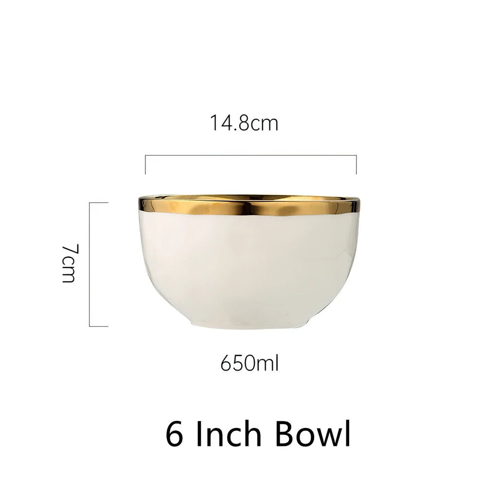 Luxury White & Gold Ceramic Dinnerware Collection