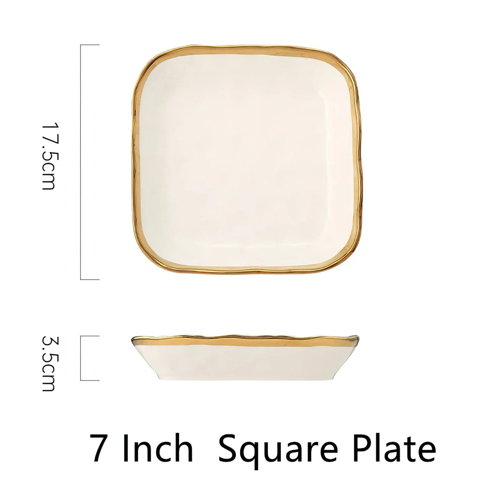 Luxury White & Gold Ceramic Dinnerware Collection