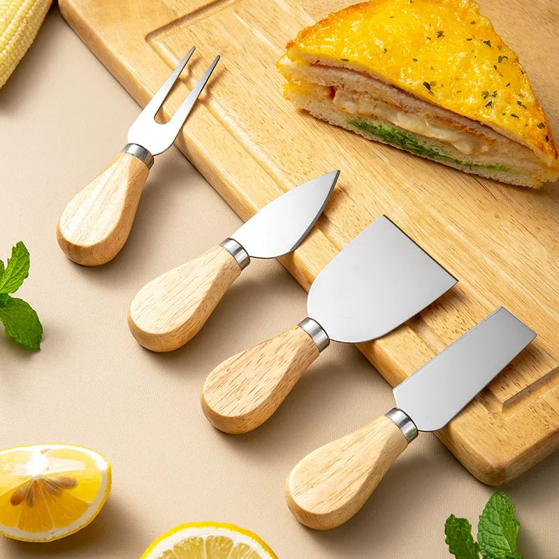 Premium Stainless Steel Cheese Knife Set – 6 Pieces with Wooden Handle Gift Box