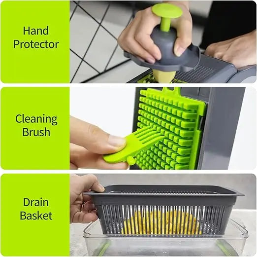13-in-1 Vegetable Chopper & Mandoline Slicer with Container – BPA-Free Kitchen Cutter Set
