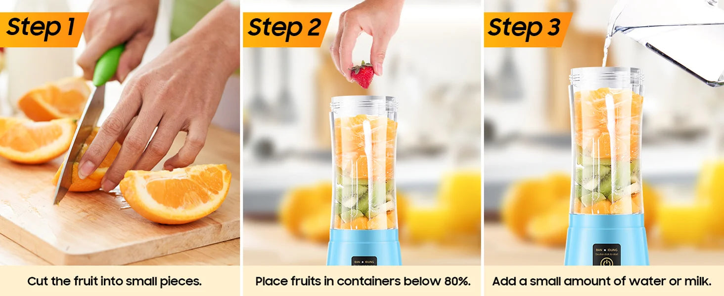 Portable Blender USB Rechargeable 380ml Mini Smoothie Maker for Travel, Gym & Office