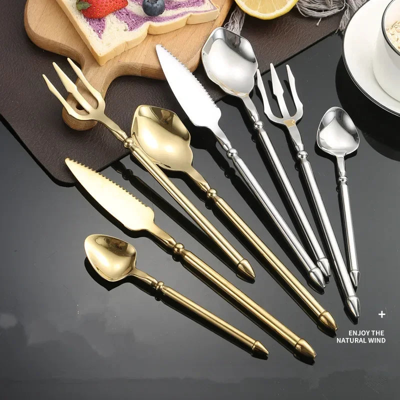 Luxury Gold Stainless Steel Cutlery Set – Premium 4-Piece Flatware Collection