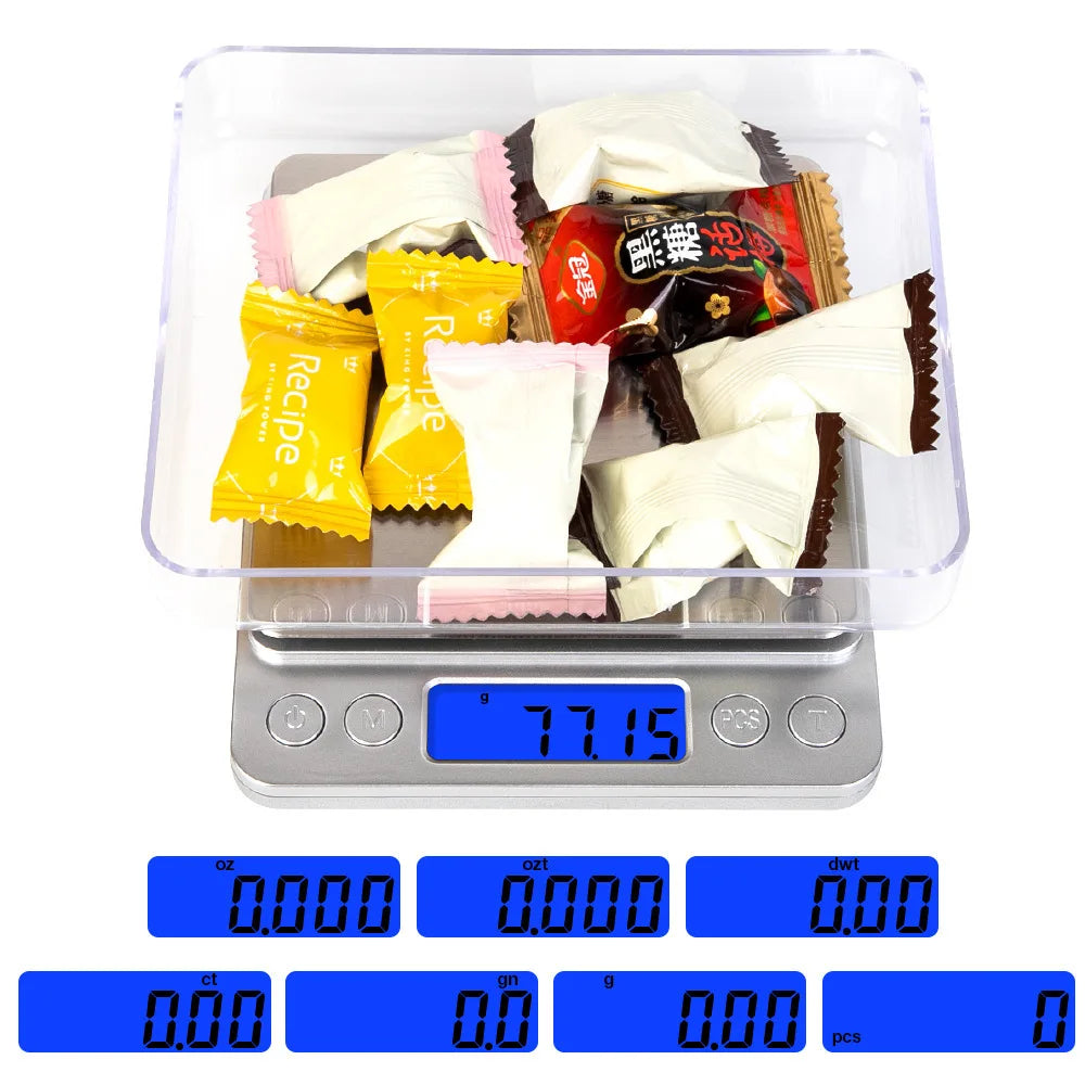 0.01g/0.1g/1g High Precision Digital Kitchen Scale - Portable Electronic Balance for Food, Fitness, and Weight Measuring