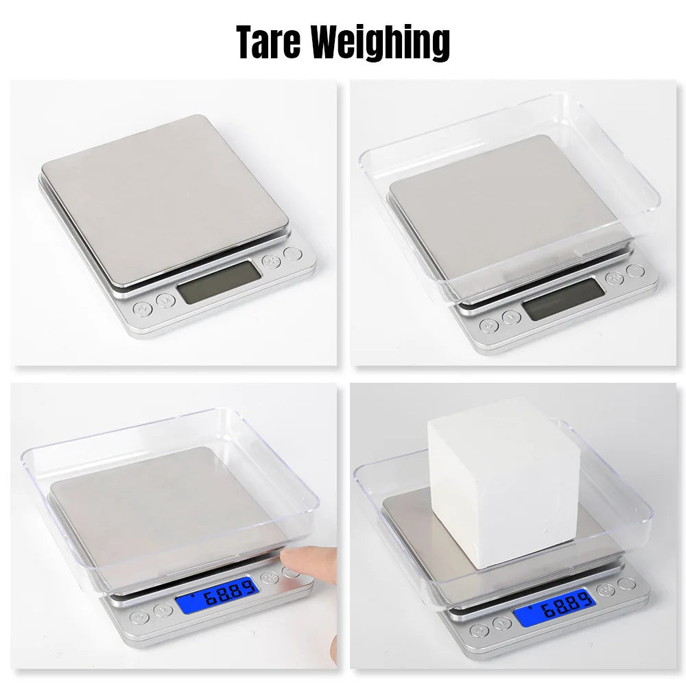 0.01g/0.1g/1g High Precision Digital Kitchen Scale - Portable Electronic Balance for Food, Fitness, and Weight Measuring