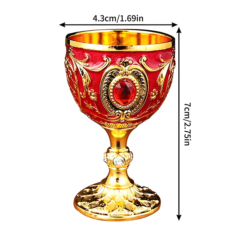 Vintage Royal Chalice Goblet – Luxury Embossed Metal Wine Cup for Home Decor & Events