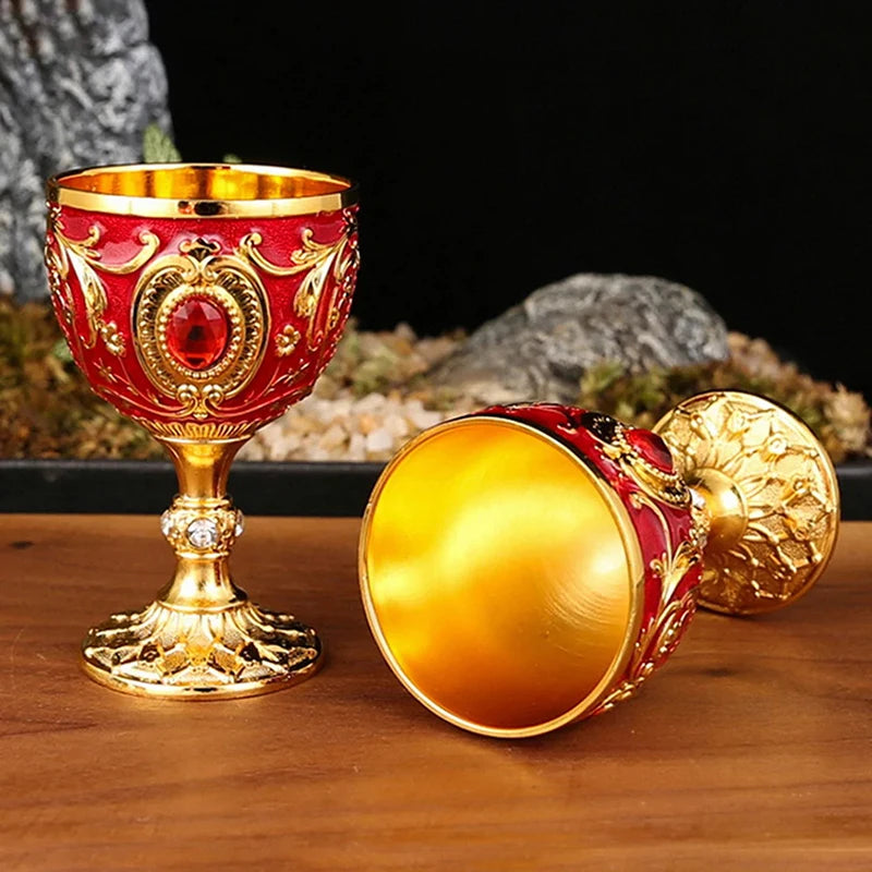 Vintage Royal Chalice Goblet – Luxury Embossed Metal Wine Cup for Home Decor & Events
