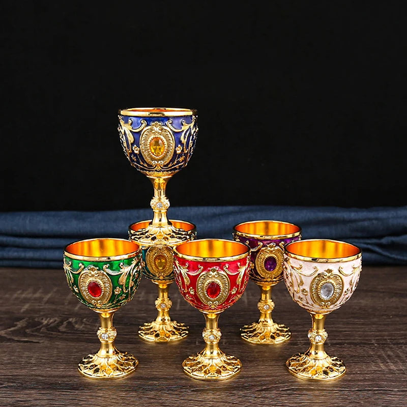 Vintage Royal Chalice Goblet – Luxury Embossed Metal Wine Cup for Home Decor & Events