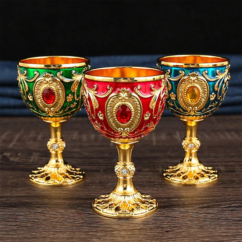 Vintage Royal Chalice Goblet – Luxury Embossed Metal Wine Cup for Home Decor & Events