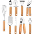 Premium 10-Piece Wooden Handle Stainless Steel Kitchen Utensil Set