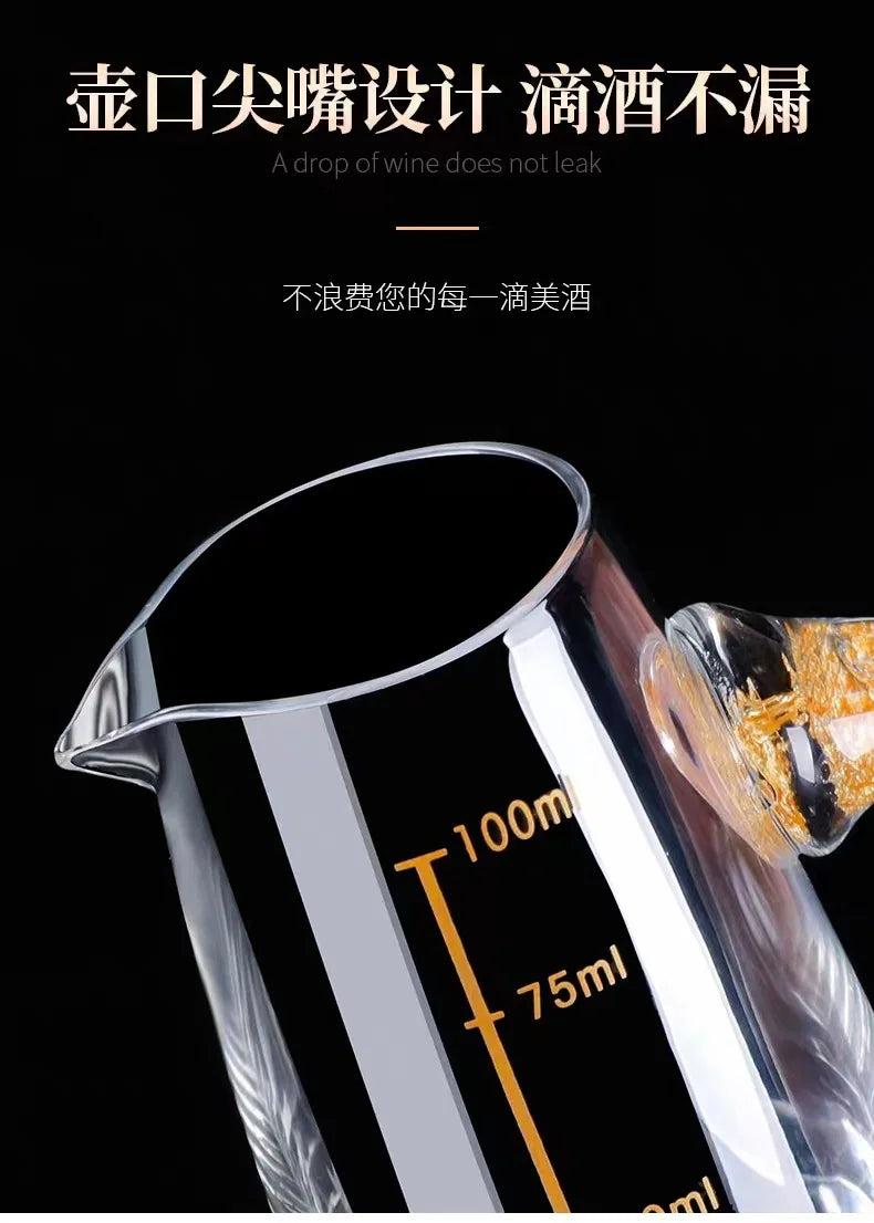 7pcs Gold foil small wine cup Baijiu dispenser small household wine cup glass crystal wine set spirits cup