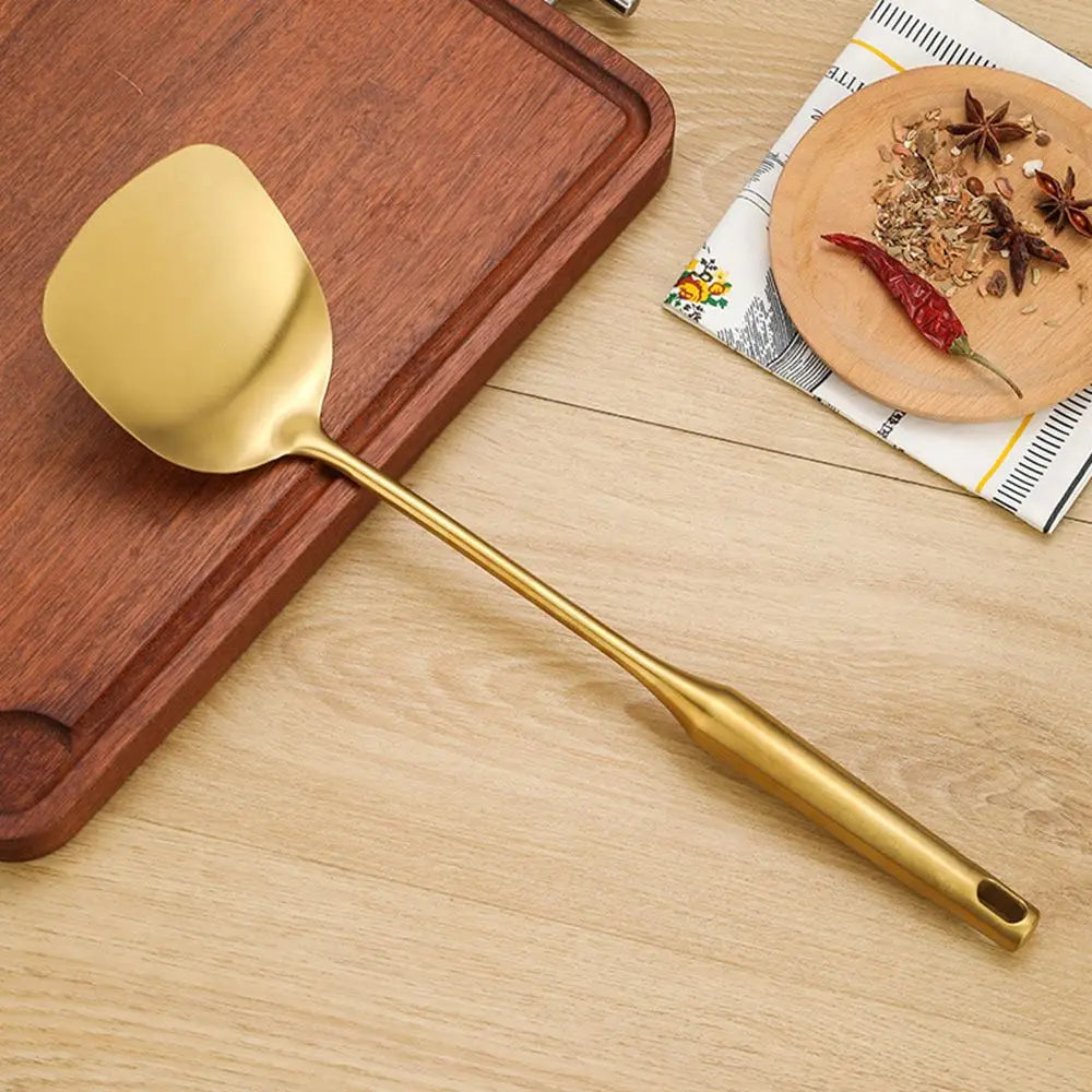 Luxury Gold Stainless Steel Kitchen Utensil Set with Stand – Premium Cooking Tools