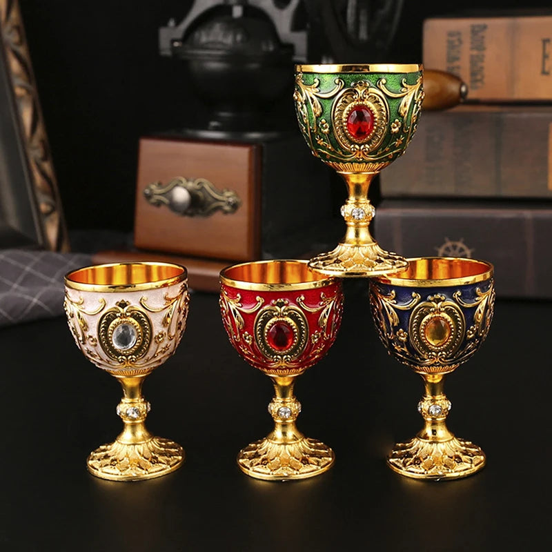Vintage Royal Chalice Goblet – Luxury Embossed Metal Wine Cup for Home Decor & Events