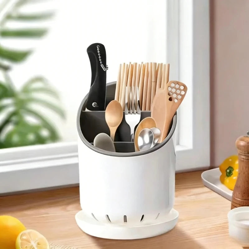 Self-Draining Kitchen Utensil Holder – Modern Countertop Organizer