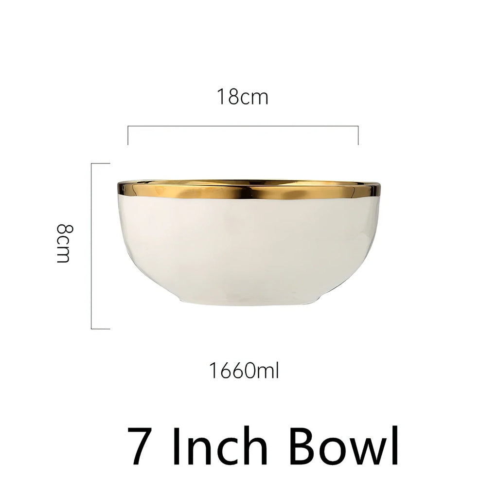 Luxury White & Gold Ceramic Dinnerware Collection