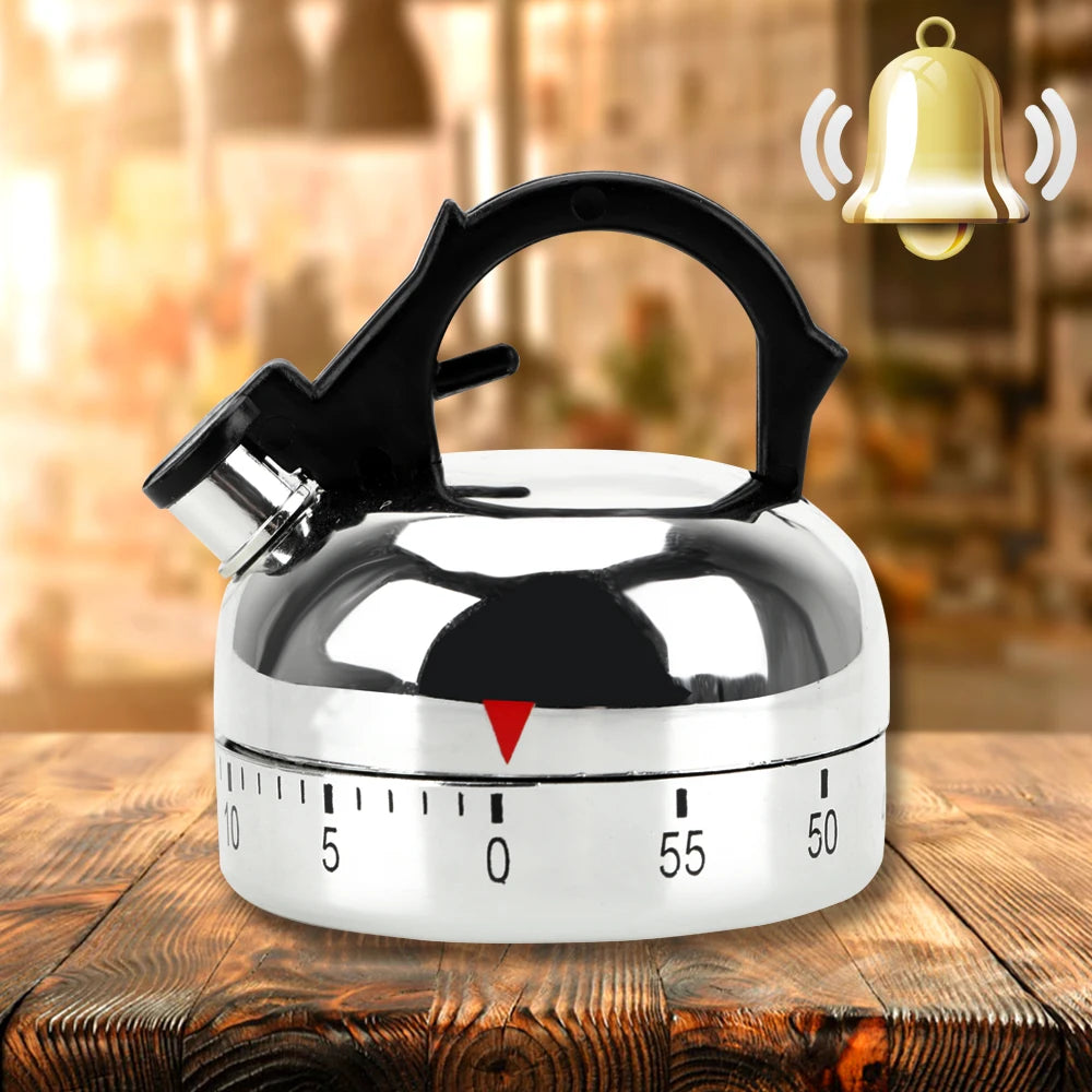 Kettle Kitchen Timer – 60 Minute Mechanical Cooking Countdown Alarm