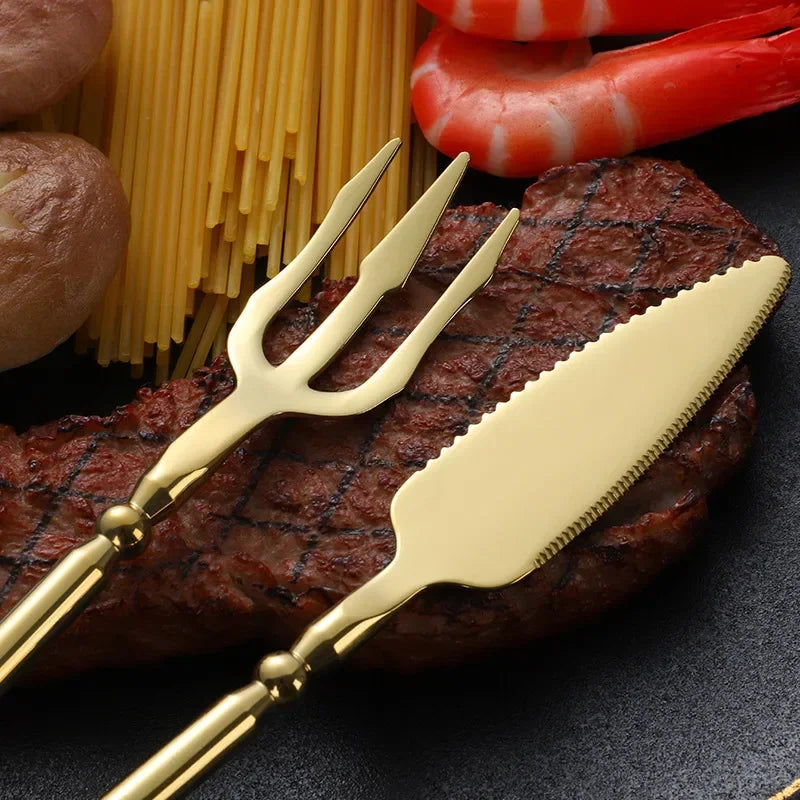 Luxury Gold Stainless Steel Cutlery Set – Premium 4-Piece Flatware Collection