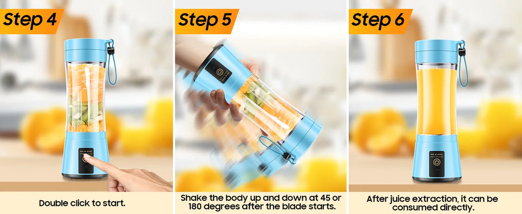 Portable Blender USB Rechargeable 380ml Mini Smoothie Maker for Travel, Gym & Office