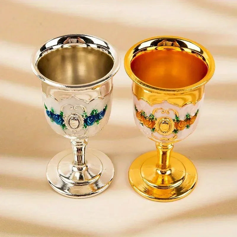 Luxury Vintage Gold & Silver Goblet Set – Elegant Wine Glasses for Home Décor and Premium Gifts