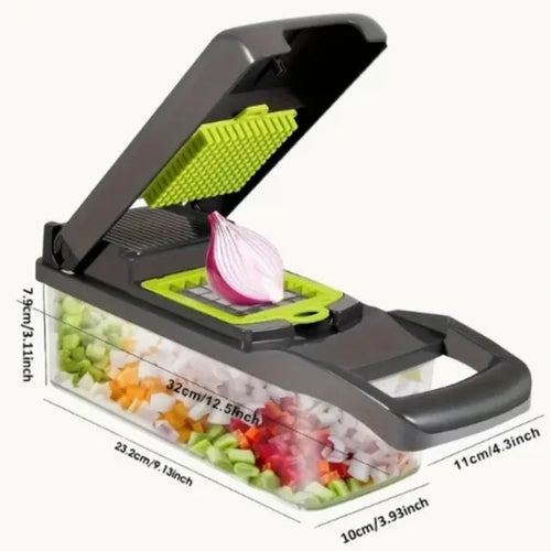 13-in-1 Vegetable Chopper & Mandoline Slicer with Container – BPA-Free Kitchen Cutter Set