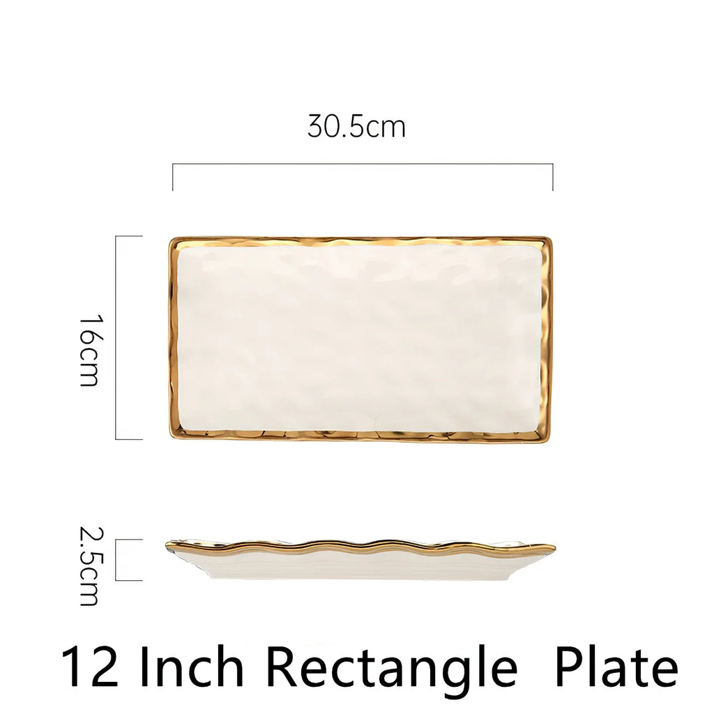 Luxury White & Gold Ceramic Dinnerware Collection