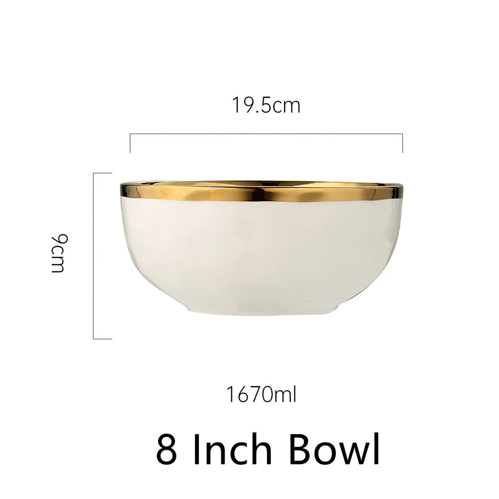 Luxury White & Gold Ceramic Dinnerware Collection