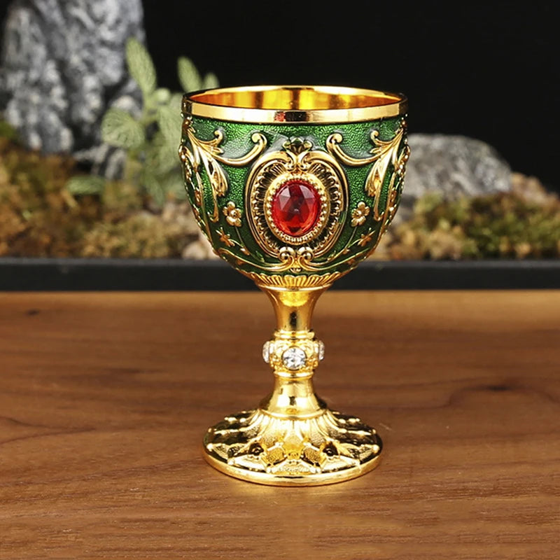 Vintage Royal Chalice Goblet – Luxury Embossed Metal Wine Cup for Home Decor & Events