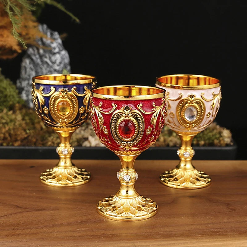 Vintage Royal Chalice Goblet – Luxury Embossed Metal Wine Cup for Home Decor & Events