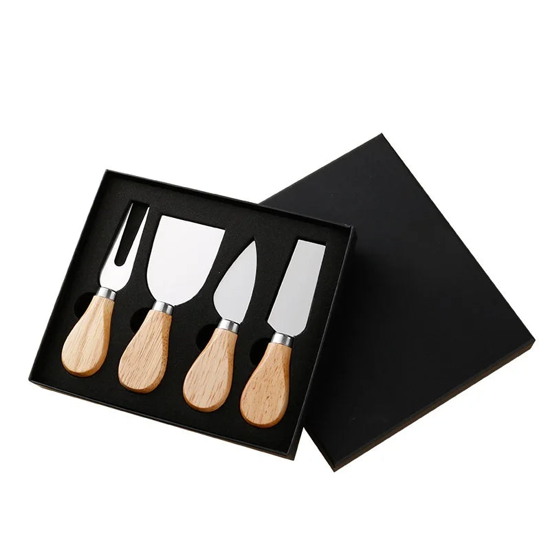 Premium Stainless Steel Cheese Knife Set – 6 Pieces with Wooden Handle Gift Box