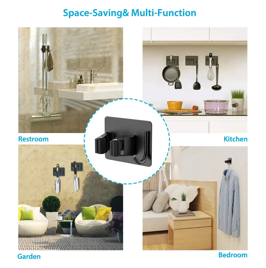 Wall Mounted Mop Organizer Holder – No Drill Broom Storage Hook for Kitchen & Bathroom
