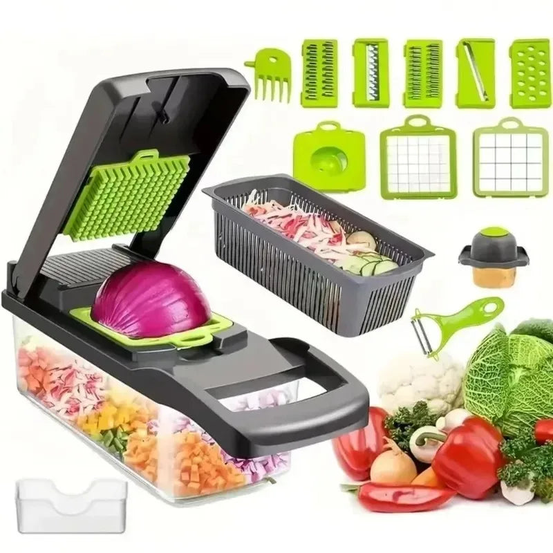16-in-1 Multifunction Vegetable Chopper & Food Slicer – Onion Cutter, Dicer, Grater & Kitchen Prep Set