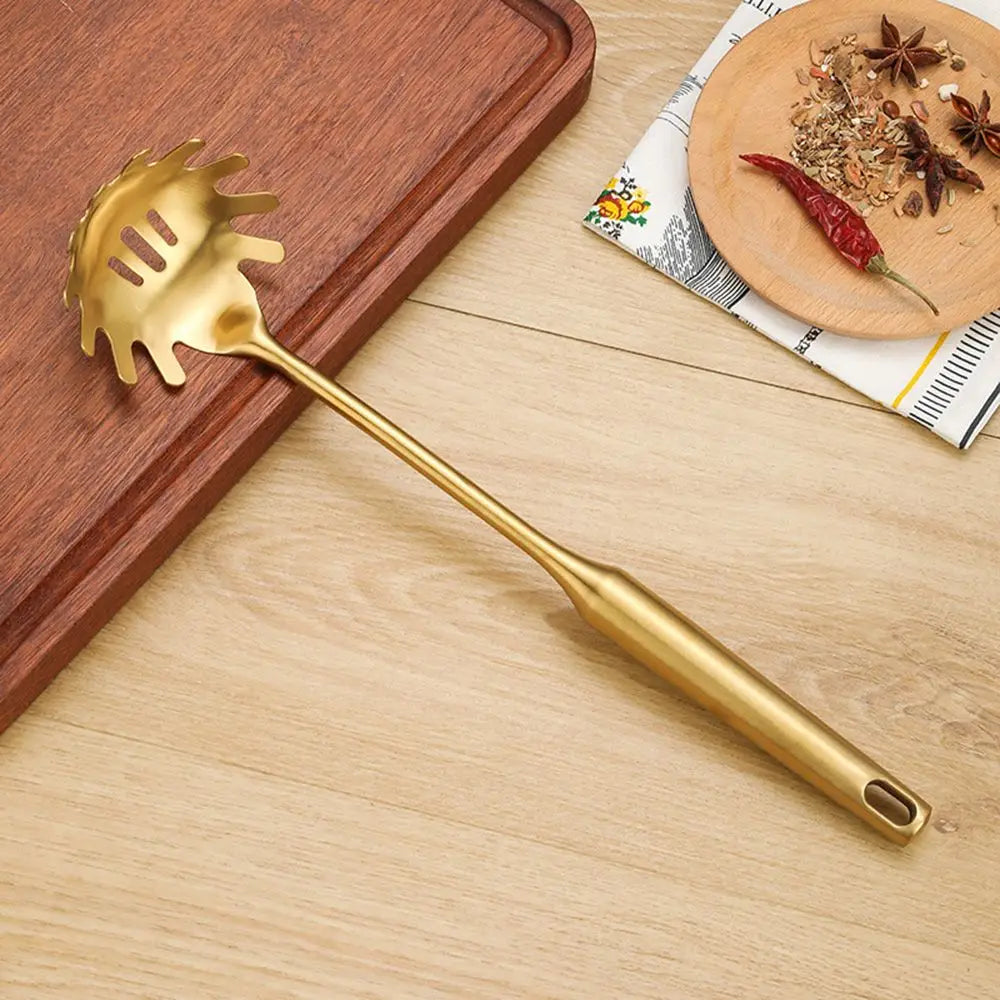 Luxury Gold Stainless Steel Kitchen Utensil Set with Stand – Premium Cooking Tools