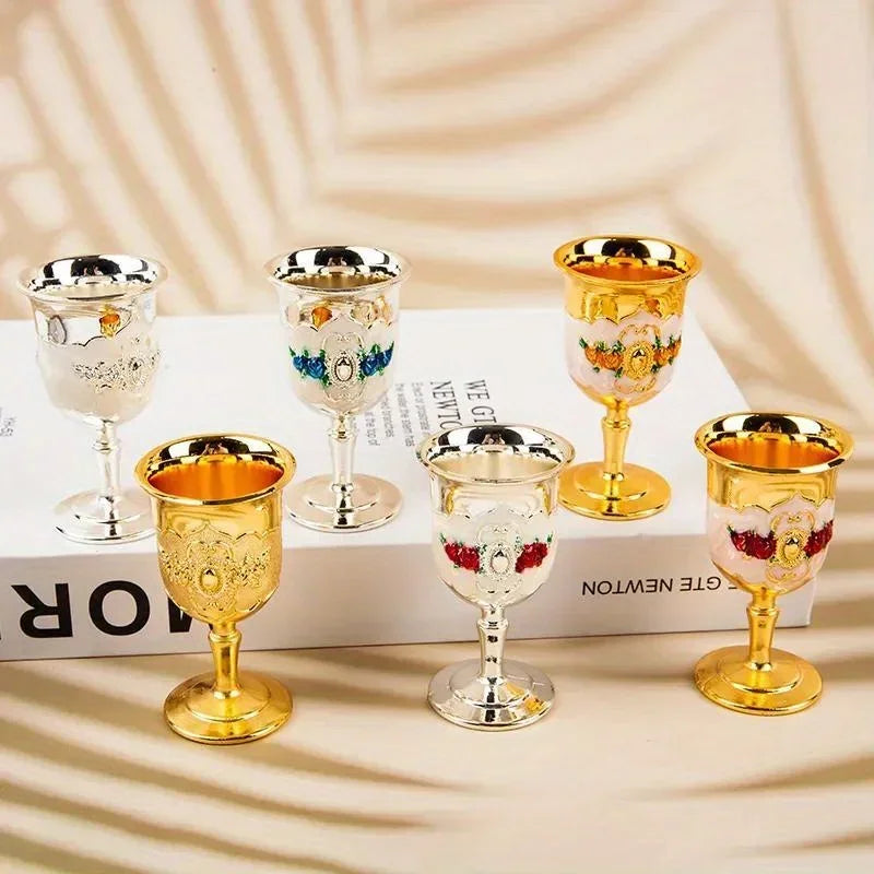 Luxury Vintage Gold & Silver Goblet Set – Elegant Wine Glasses for Home Décor and Premium Gifts