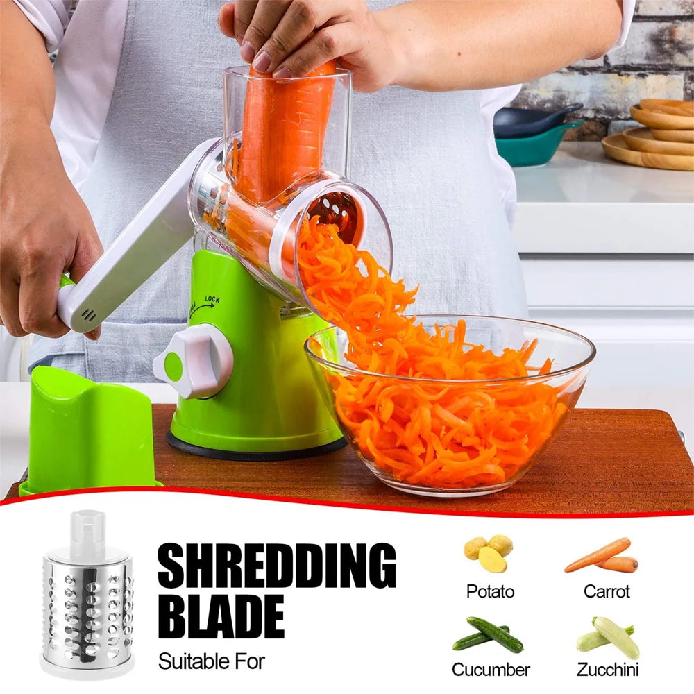5-in-1 Rotary Vegetable Slicer & Cheese Grater – Cut, Shred & Slice in Seconds