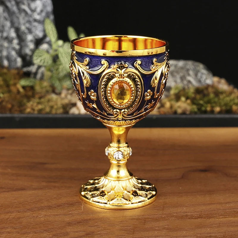 Vintage Royal Chalice Goblet – Luxury Embossed Metal Wine Cup for Home Decor & Events