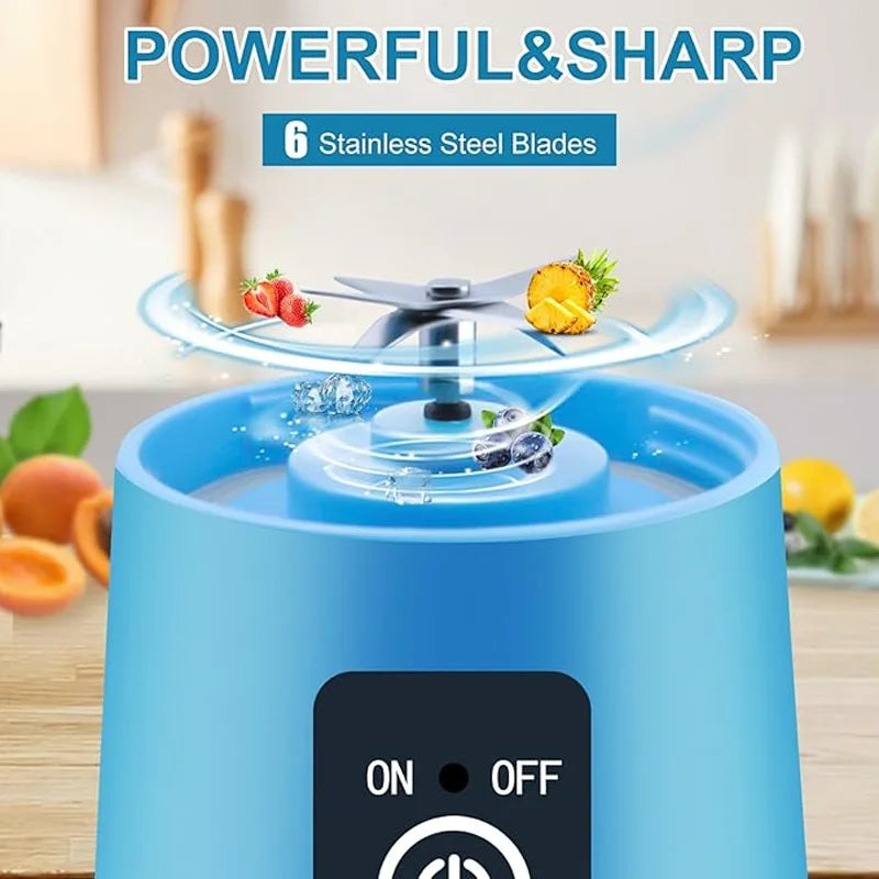 Portable Blender USB Rechargeable 380ml Mini Smoothie Maker for Travel, Gym & Office